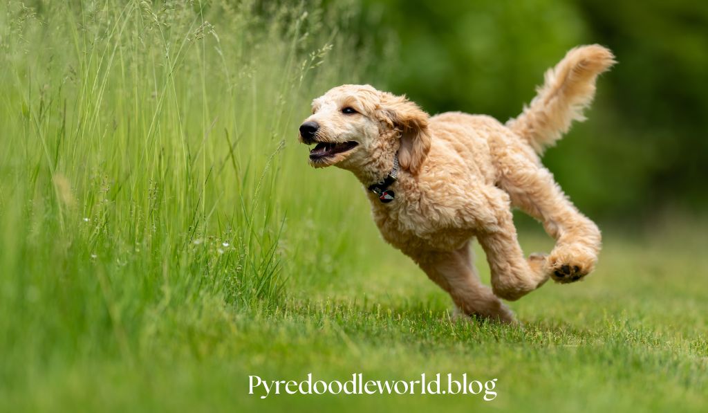 Exercise of mini pyredoodle dog